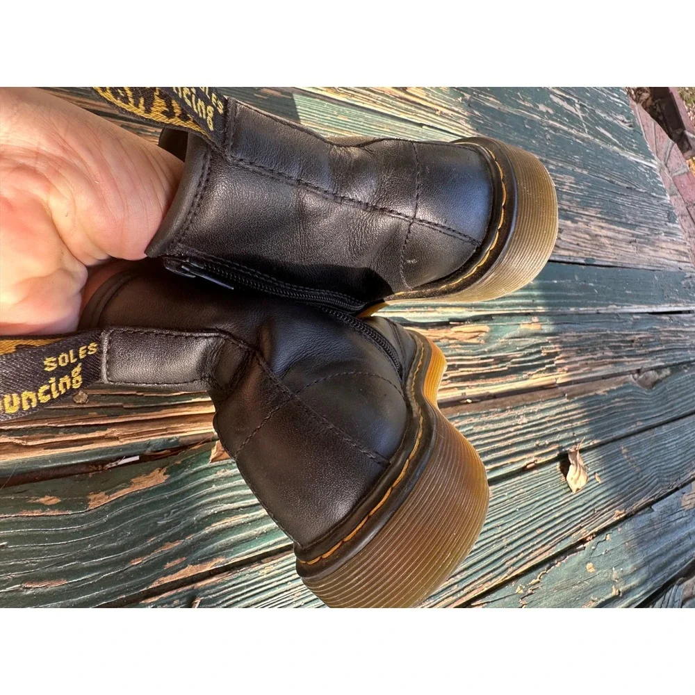 Dr. Martens 1460 J Junior Black Leather Lace Up Side Zip Boots Kids Size‎ 3 US